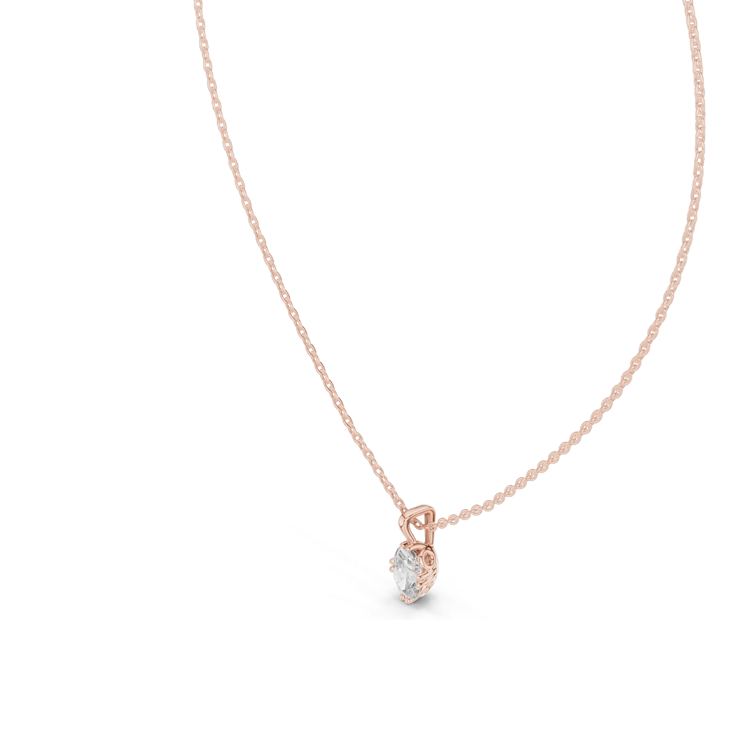 0.75 CT Lab-Grown VVS-VS EF Oval Cut Diamond Pendant Necklace | 18KT & 14KT Gold | Rose, Yellow & White Gold | Sustainable Fine Jewelry