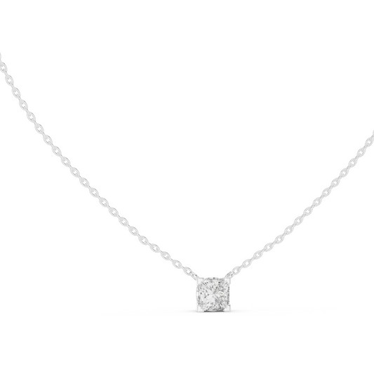 1 CT Lab-Grown VVS-VS EF CVD Cushion Cut Diamond Necklace | 18KT & 14KT Rose, Yellow, White Gold | Minimalist Luxury Pendant