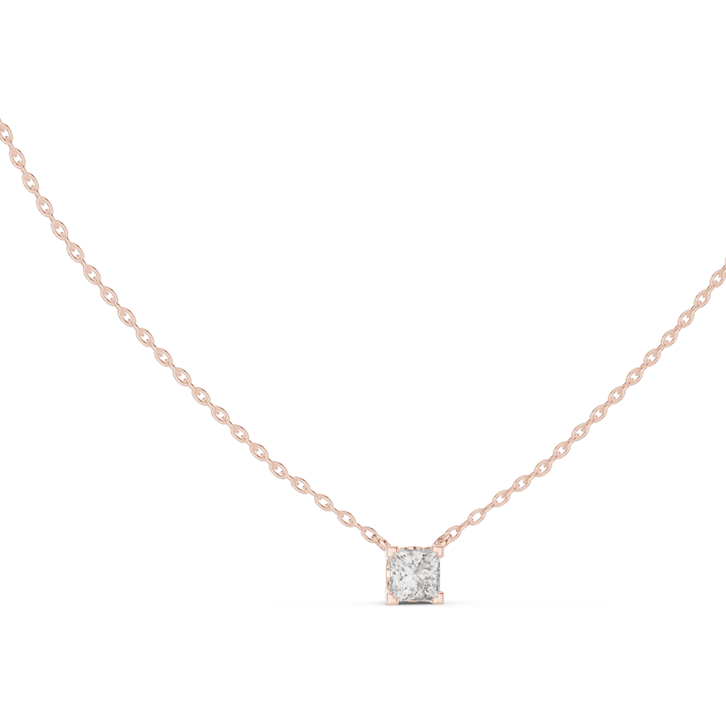 0.5 CT Princess Cut Lab-Created VVS-VS EF CVD Diamond Pendant Necklace | 18KT & 14KT | Rose, Yellow, White Gold | Minimalist Fine Jewelry