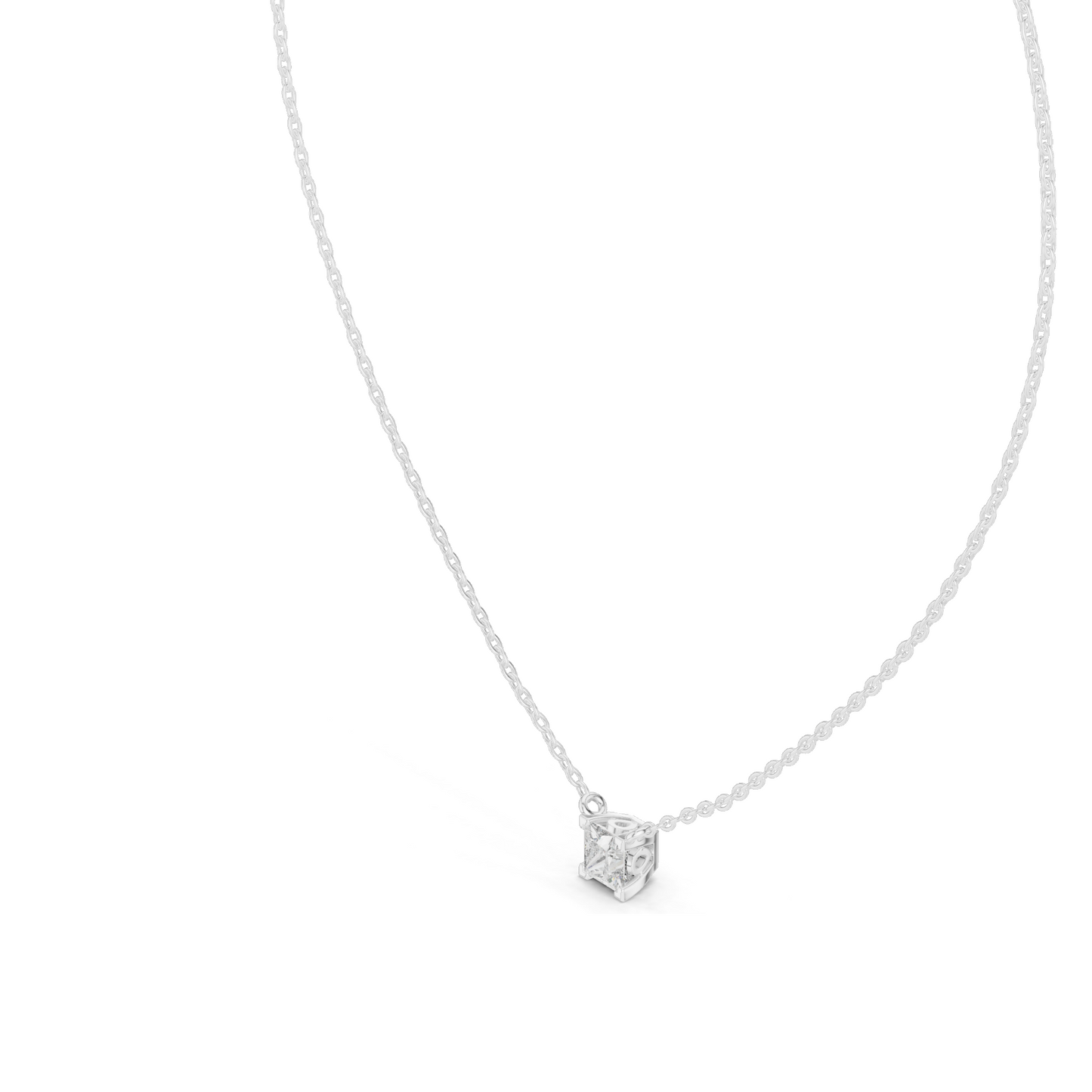 0.5 CT Princess Cut Lab-Created VVS-VS EF CVD Diamond Pendant Necklace | 18KT & 14KT | Rose, Yellow, White Gold | Minimalist Fine Jewelry