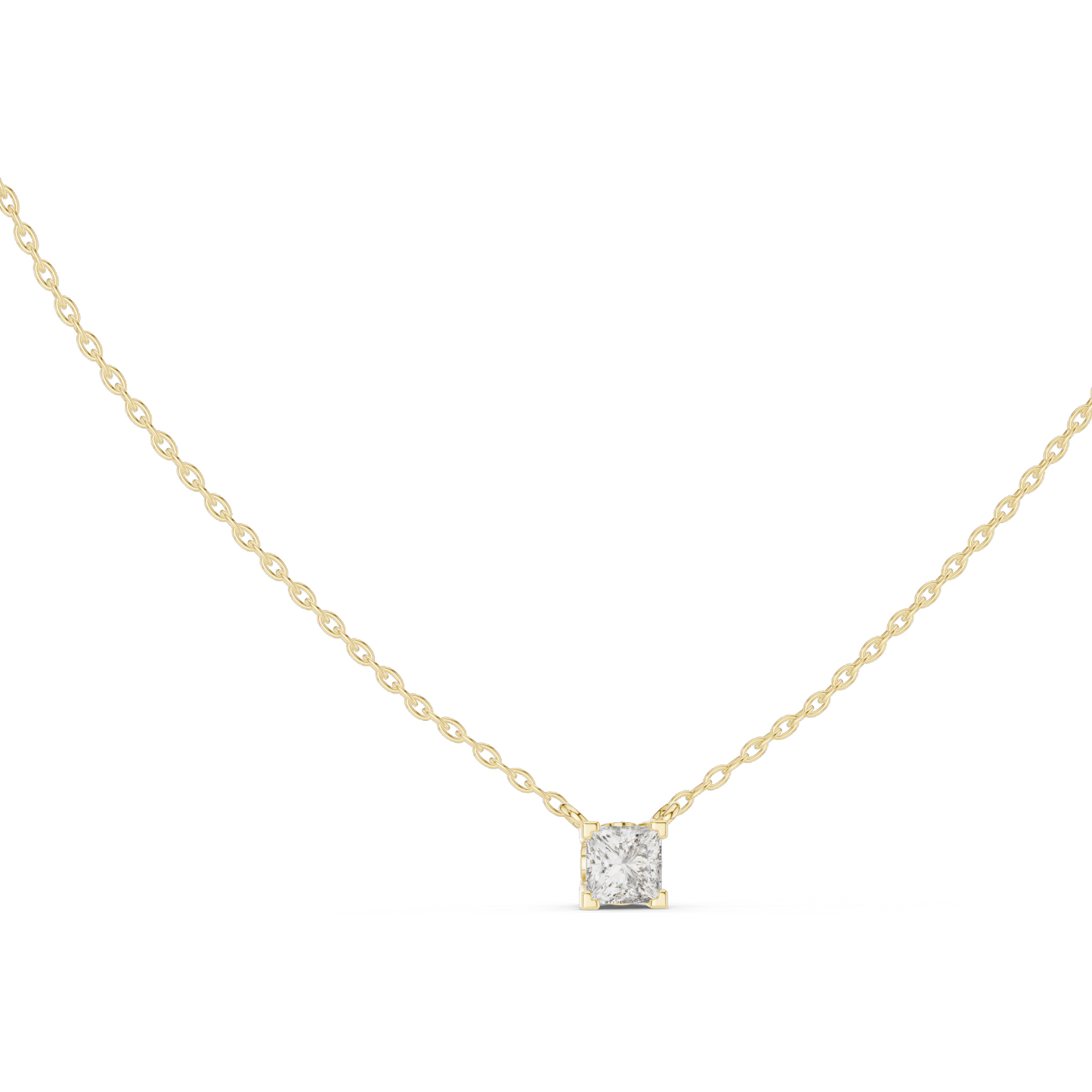 0.5 CT Princess Cut Lab-Created VVS-VS EF CVD Diamond Pendant Necklace | 18KT & 14KT | Rose, Yellow, White Gold | Minimalist Fine Jewelry