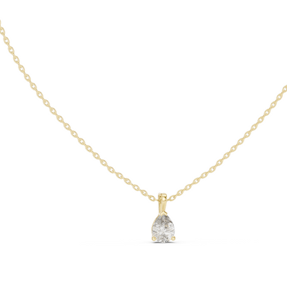 1 CT Lab-Created VVS-VS EF CVD Diamond Necklace | Pear Cut Diamond Pendant | 18KT, 14KT, Rose, Yellow, White Gold | Luxury Fine Jewelry