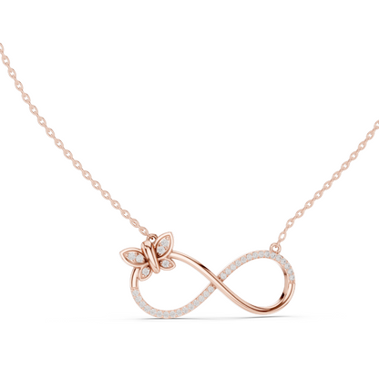 0.252 CT Lab-Created VVS-VS EF CVD Diamond Necklace | Infinity Butterfly Design | 18KT, 14KT, Rose, Yellow, White Gold