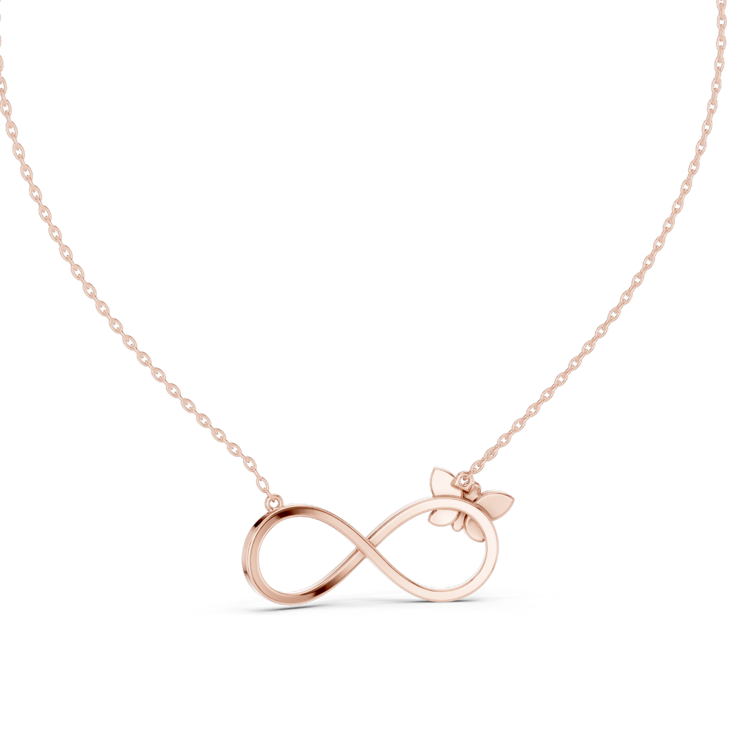 0.252 CT Lab-Created VVS-VS EF CVD Diamond Necklace | Infinity Butterfly Design | 18KT, 14KT, Rose, Yellow, White Gold