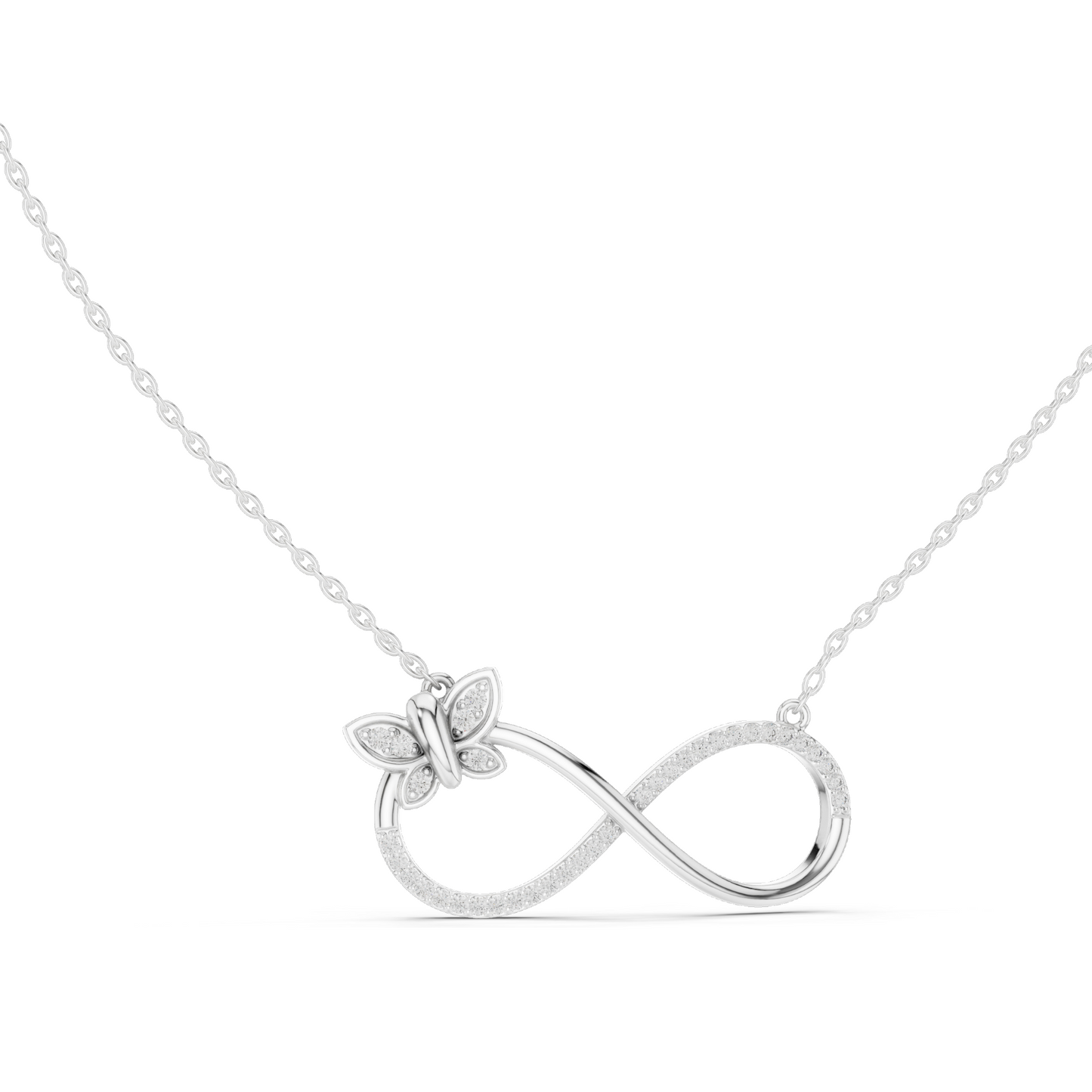 0.252 CT Lab-Created VVS-VS EF CVD Diamond Necklace | Infinity Butterfly Design | 18KT, 14KT, Rose, Yellow, White Gold