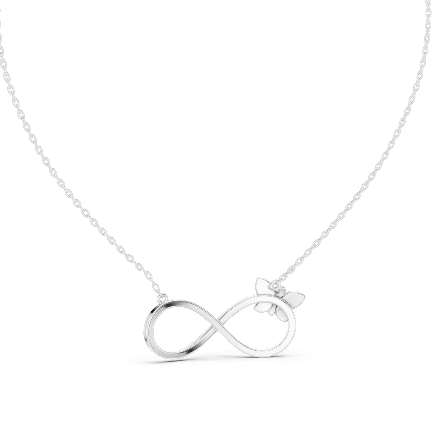 0.252 CT Lab-Created VVS-VS EF CVD Diamond Necklace | Infinity Butterfly Design | 18KT, 14KT, Rose, Yellow, White Gold
