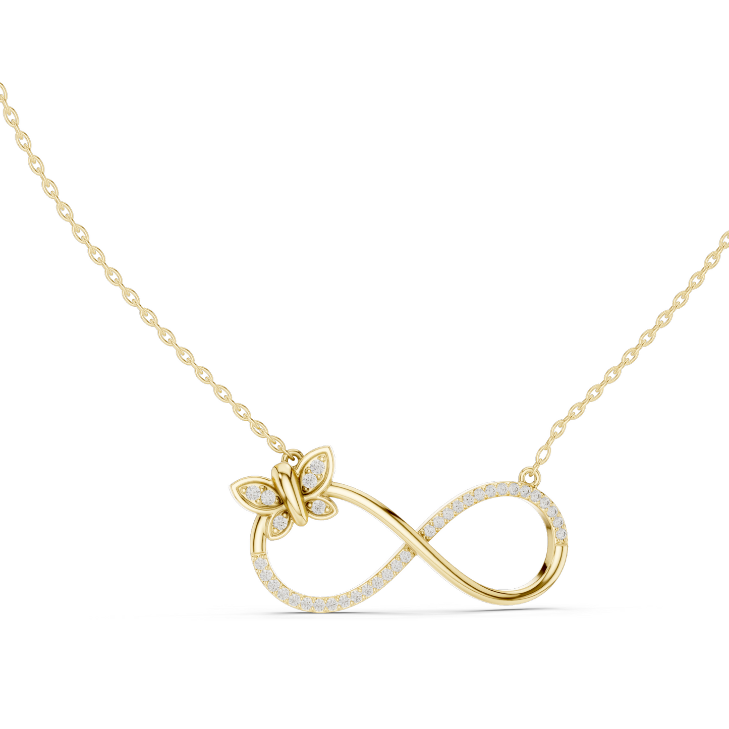 0.252 CT Lab-Created VVS-VS EF CVD Diamond Necklace | Infinity Butterfly Design | 18KT, 14KT, Rose, Yellow, White Gold
