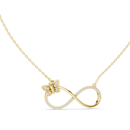 0.252 CT Lab-Created VVS-VS EF CVD Diamond Necklace | Infinity Butterfly Design | 18KT, 14KT, Rose, Yellow, White Gold
