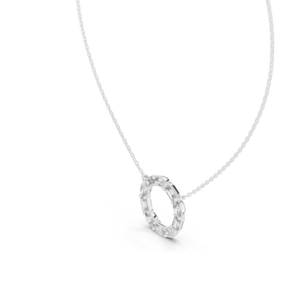 3 CT Lab-Created VVS-VS EF CVD Diamond Necklace | Round & Baguette Cut Diamonds | 18KT, 14KT, Rose, Yellow, White Gold | Luxury Fine Jewelry
