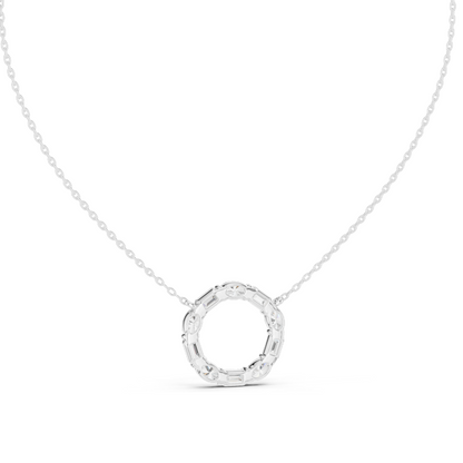 3 CT Lab-Created VVS-VS EF CVD Diamond Necklace | Round & Baguette Cut Diamonds | 18KT, 14KT, Rose, Yellow, White Gold | Luxury Fine Jewelry