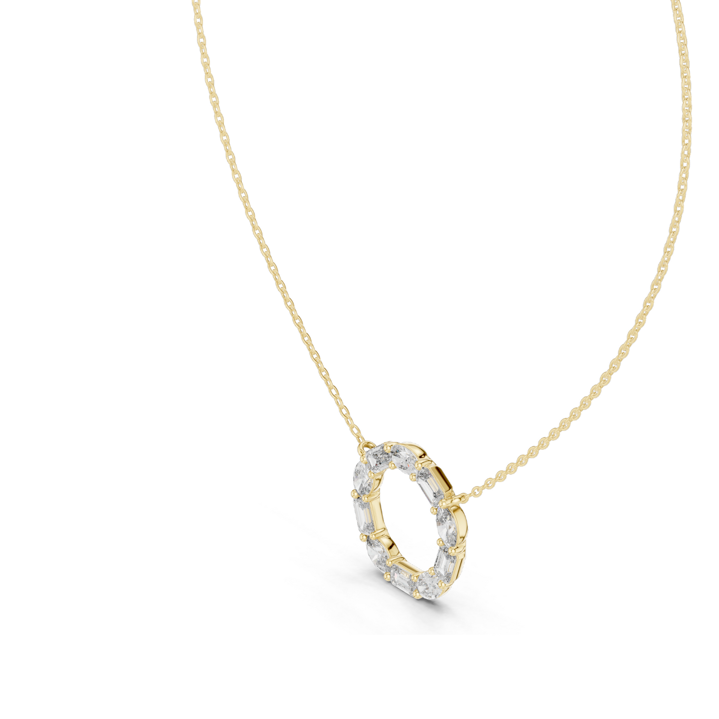 3 CT Lab-Created VVS-VS EF CVD Diamond Necklace | Round & Baguette Cut Diamonds | 18KT, 14KT, Rose, Yellow, White Gold | Luxury Fine Jewelry