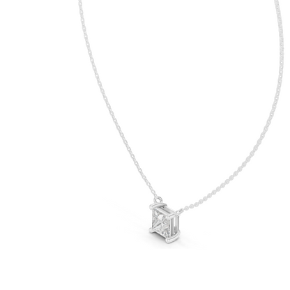 2.5 CT Princess Cut Lab-Created VVS-VS EF CVD Diamond Pendant Necklace | 18KT & 14KT Rose, Yellow, White Gold | Minimalist Luxury Fine Jewelry