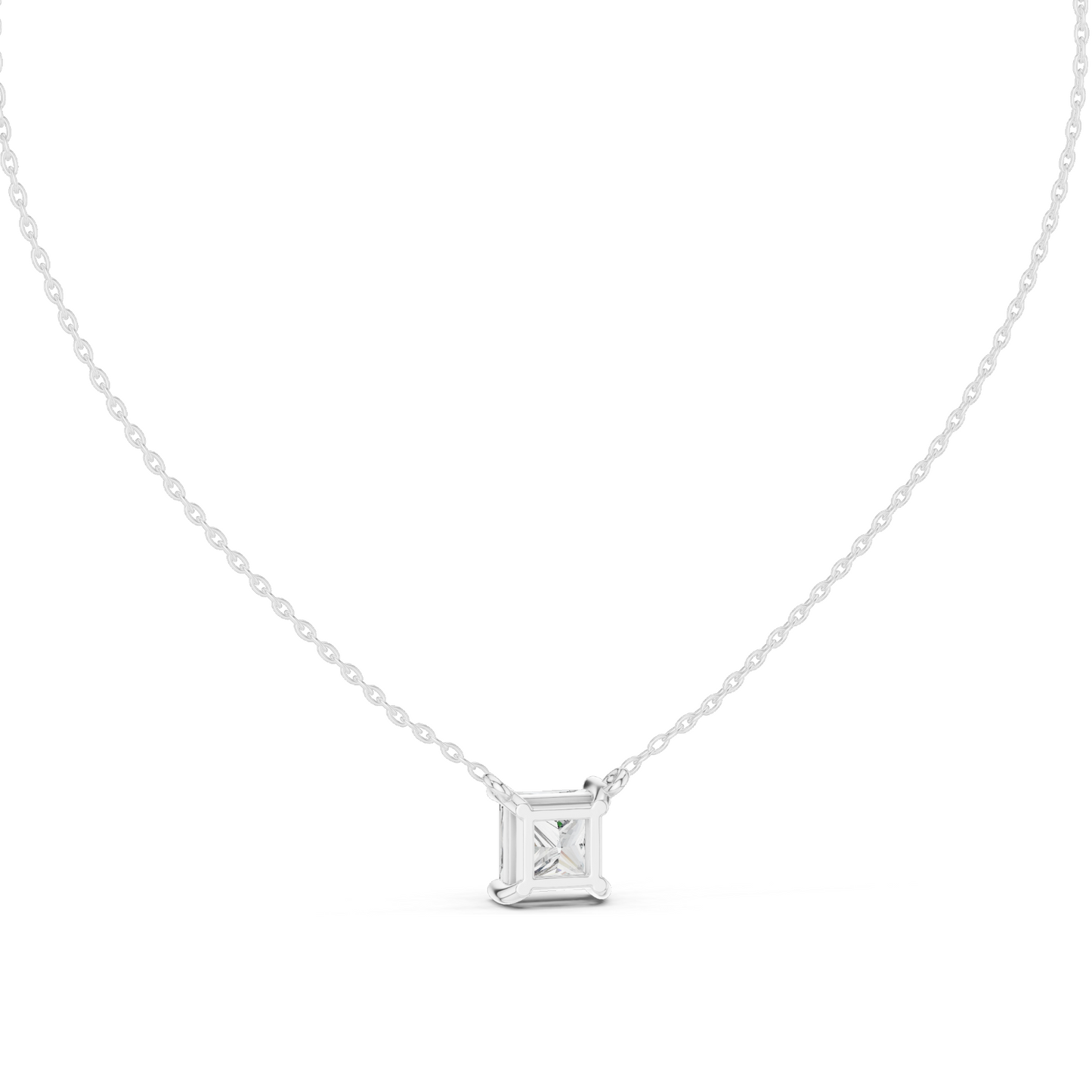 2.5 CT Princess Cut Lab-Created VVS-VS EF CVD Diamond Pendant Necklace | 18KT & 14KT Rose, Yellow, White Gold | Minimalist Luxury Fine Jewelry