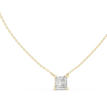 2.5 CT Princess Cut Lab-Created VVS-VS EF CVD Diamond Pendant Necklace | 18KT & 14KT Rose, Yellow, White Gold | Minimalist Luxury Fine Jewelry