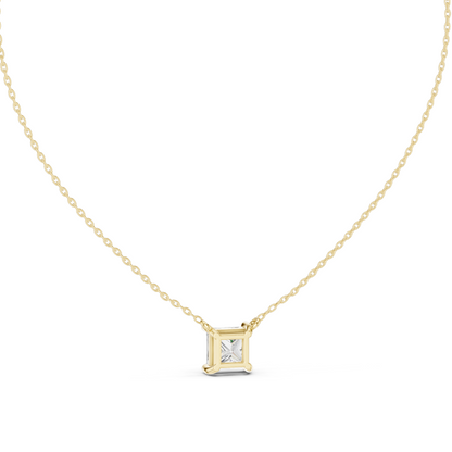 2.5 CT Princess Cut Lab-Created VVS-VS EF CVD Diamond Pendant Necklace | 18KT & 14KT Rose, Yellow, White Gold | Minimalist Luxury Fine Jewelry