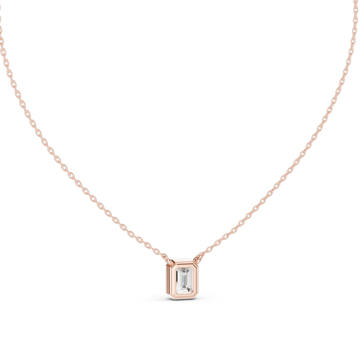 1.5 CT Lab-Created VVS-VS EF CVD Diamond Necklace | Emerald Cut Diamonds | 18KT, 14KT, Rose, Yellow, White Gold