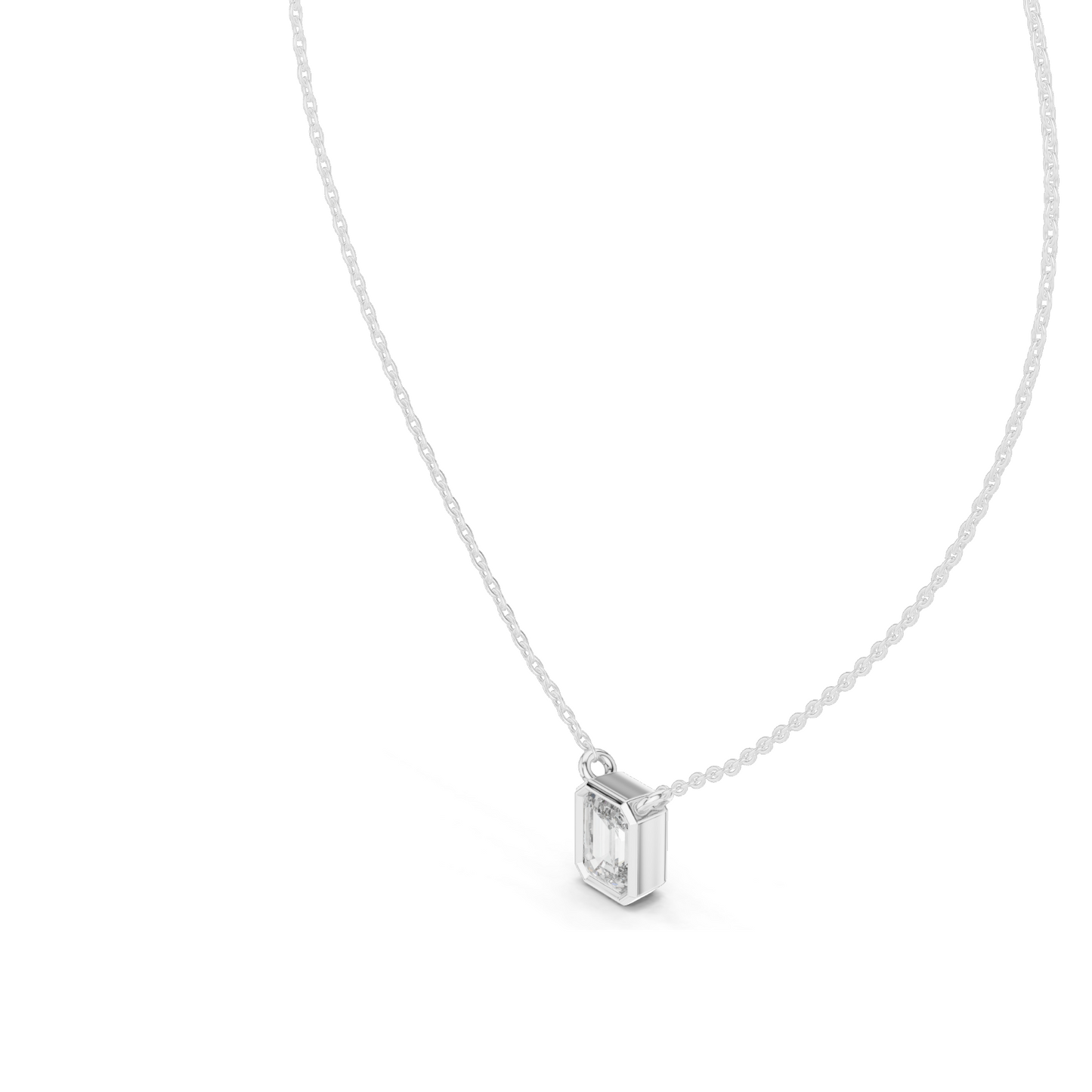 1.5 CT Lab-Created VVS-VS EF CVD Diamond Necklace | Emerald Cut Diamonds | 18KT, 14KT, Rose, Yellow, White Gold