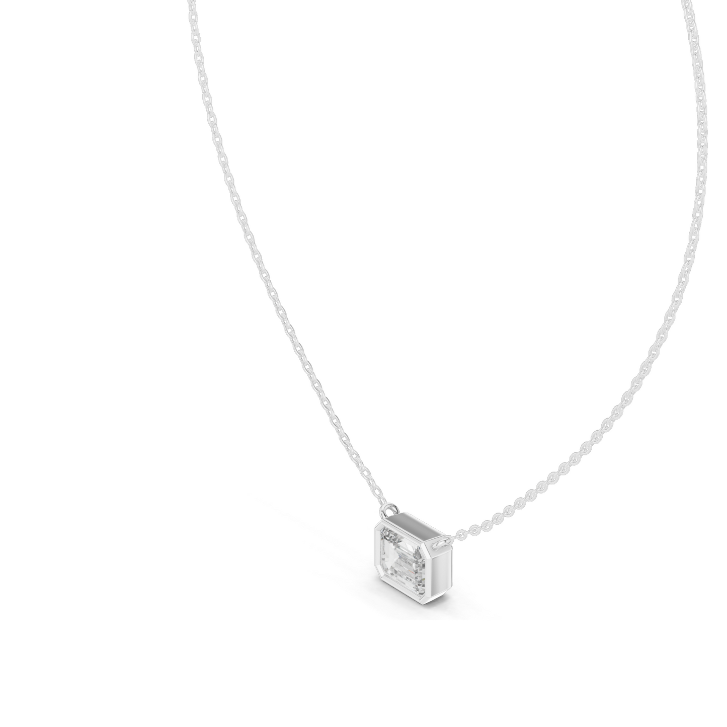 2.5 CT Lab-Grown VVS-VS EF CVD Emerald Cut Diamond Necklace | 18KT & 14KT Rose, Yellow, White Gold | Bezel Set Fine Jewelry for Women