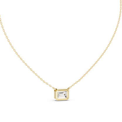 2.5 CT Lab-Grown VVS-VS EF CVD Emerald Cut Diamond Necklace | 18KT & 14KT Rose, Yellow, White Gold | Bezel Set Fine Jewelry for Women