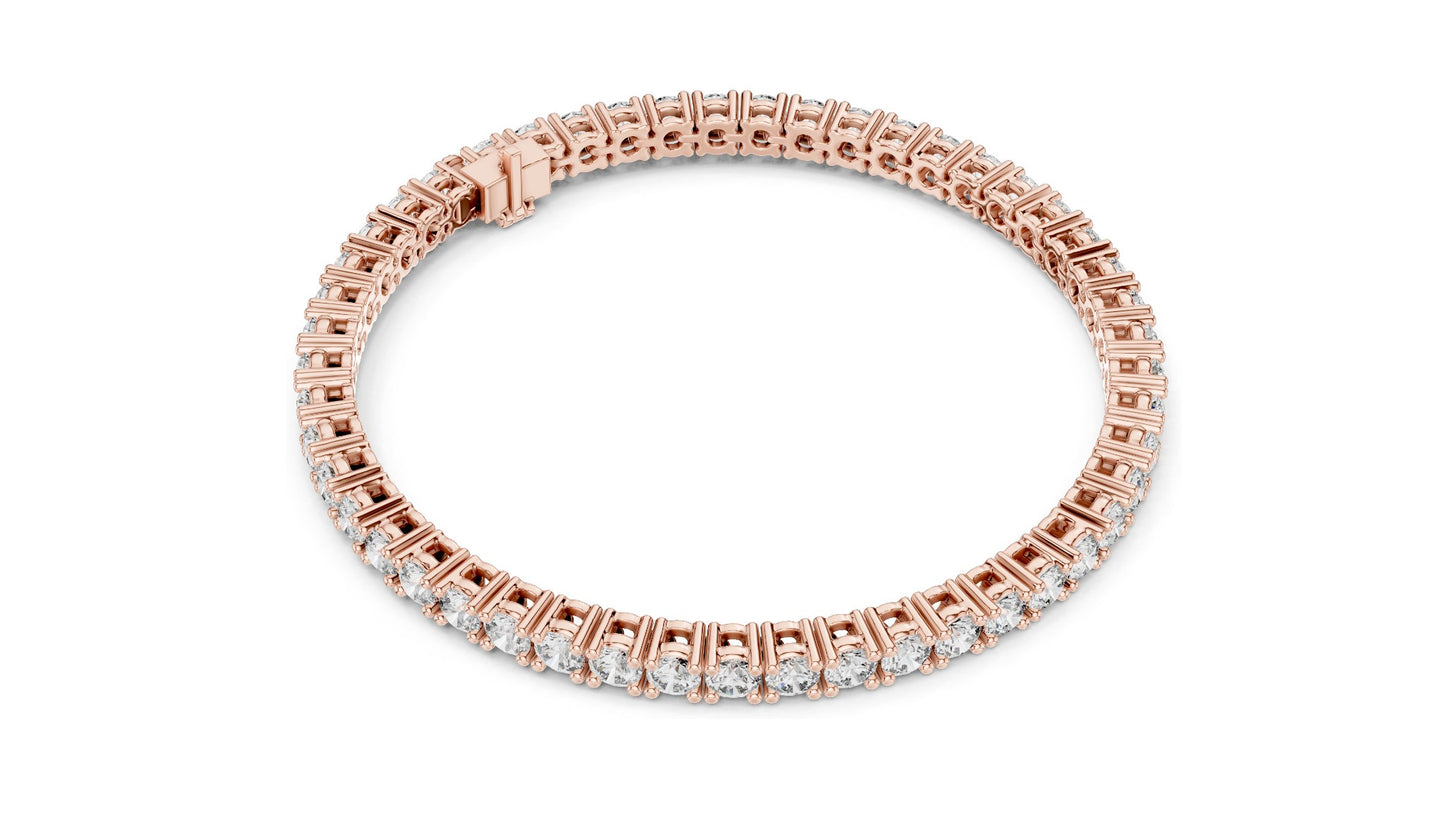 6.37 CT Lab Diamond Tennis Bracelet | Round Brilliant Cut | 10KT, 14KT, 18KT Gold & 925 Silver | Rose, Yellow, White Gold Options | Luxury Fine Jewelry