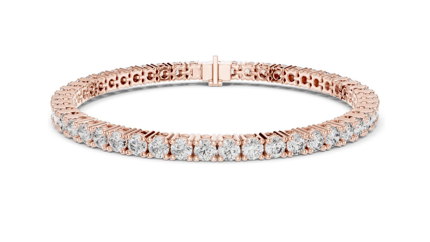 6.37 CT Lab Diamond Tennis Bracelet | Round Brilliant Cut | 10KT, 14KT, 18KT Gold & 925 Silver | Rose, Yellow, White Gold Options | Luxury Fine Jewelry