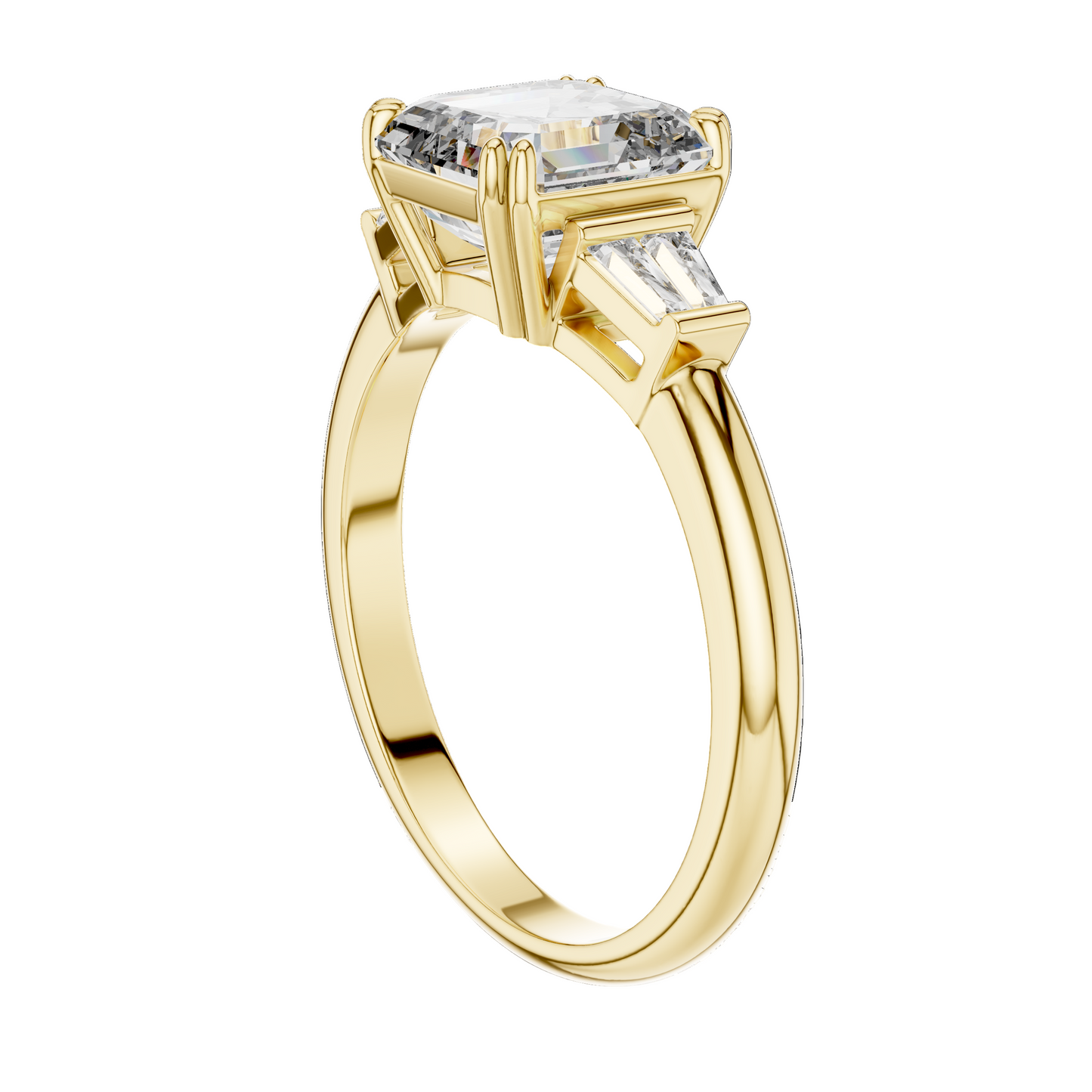 1.97 CT Asscher Cut Lab Diamond Three-Stone Ring | VVS-VS EF Clarity | 18KT, 14KT, 10KT Gold & 925 Silver | Rose, Yellow, White Gold & Moissanite Options