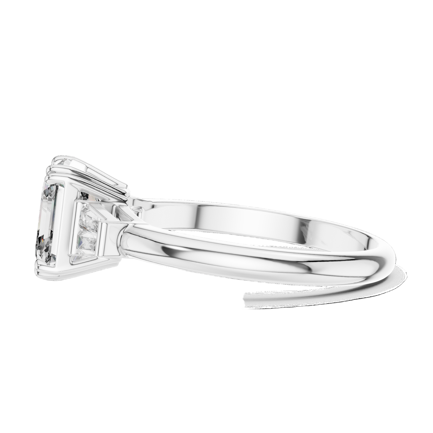 1.97 CT Asscher Cut Lab Diamond Three-Stone Ring | VVS-VS EF Clarity | 18KT, 14KT, 10KT Gold & 925 Silver | Rose, Yellow, White Gold & Moissanite Options