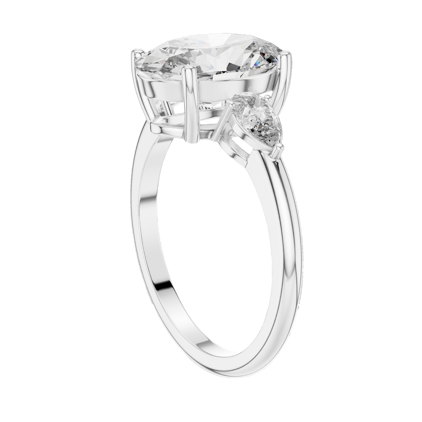 3.1 CT Oval Cut Lab Diamond Three-Stone Ring | VVS-VS EF Clarity | 18KT, 14KT, 10KT Gold & 925 Silver | Rose, Yellow, White Gold & Moissanite Options