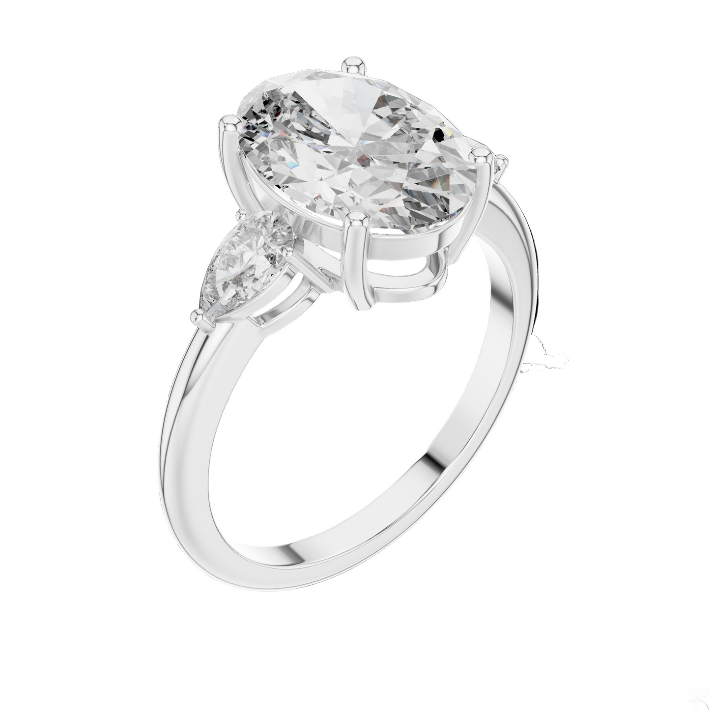 3.1 CT Oval Cut Lab Diamond Three-Stone Ring | VVS-VS EF Clarity | 18KT, 14KT, 10KT Gold & 925 Silver | Rose, Yellow, White Gold & Moissanite Options