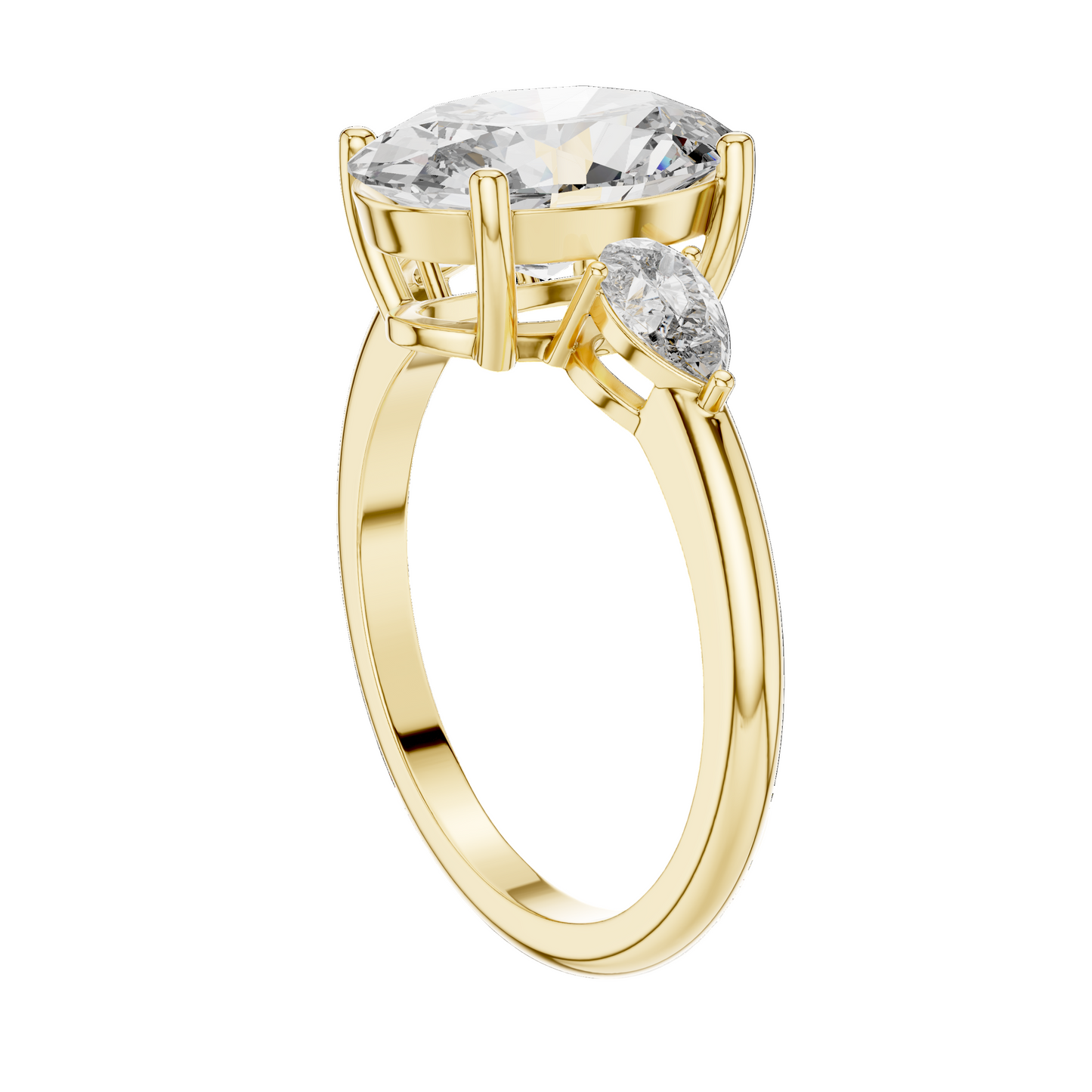 3.1 CT Oval Cut Lab Diamond Three-Stone Ring | VVS-VS EF Clarity | 18KT, 14KT, 10KT Gold & 925 Silver | Rose, Yellow, White Gold & Moissanite Options