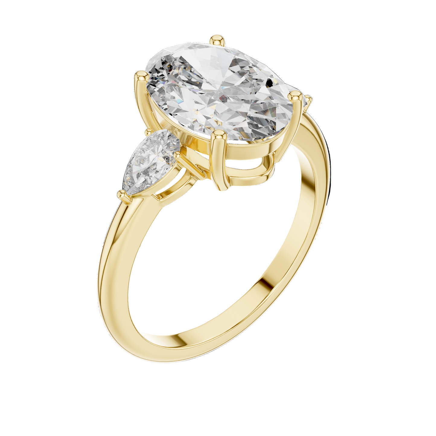 3.1 CT Oval Cut Lab Diamond Three-Stone Ring | VVS-VS EF Clarity | 18KT, 14KT, 10KT Gold & 925 Silver | Rose, Yellow, White Gold & Moissanite Options