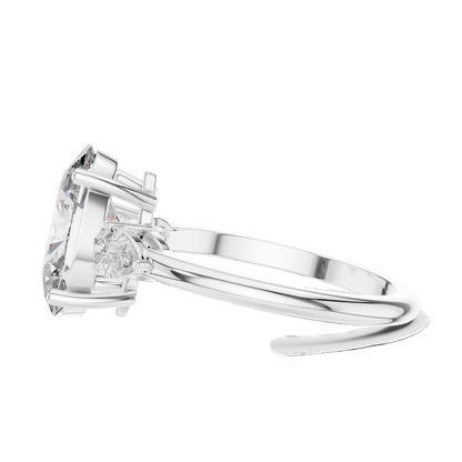 3.1 CT Oval Cut Lab Diamond Three-Stone Ring | VVS-VS EF Clarity | 18KT, 14KT, 10KT Gold & 925 Silver | Rose, Yellow, White Gold & Moissanite Options