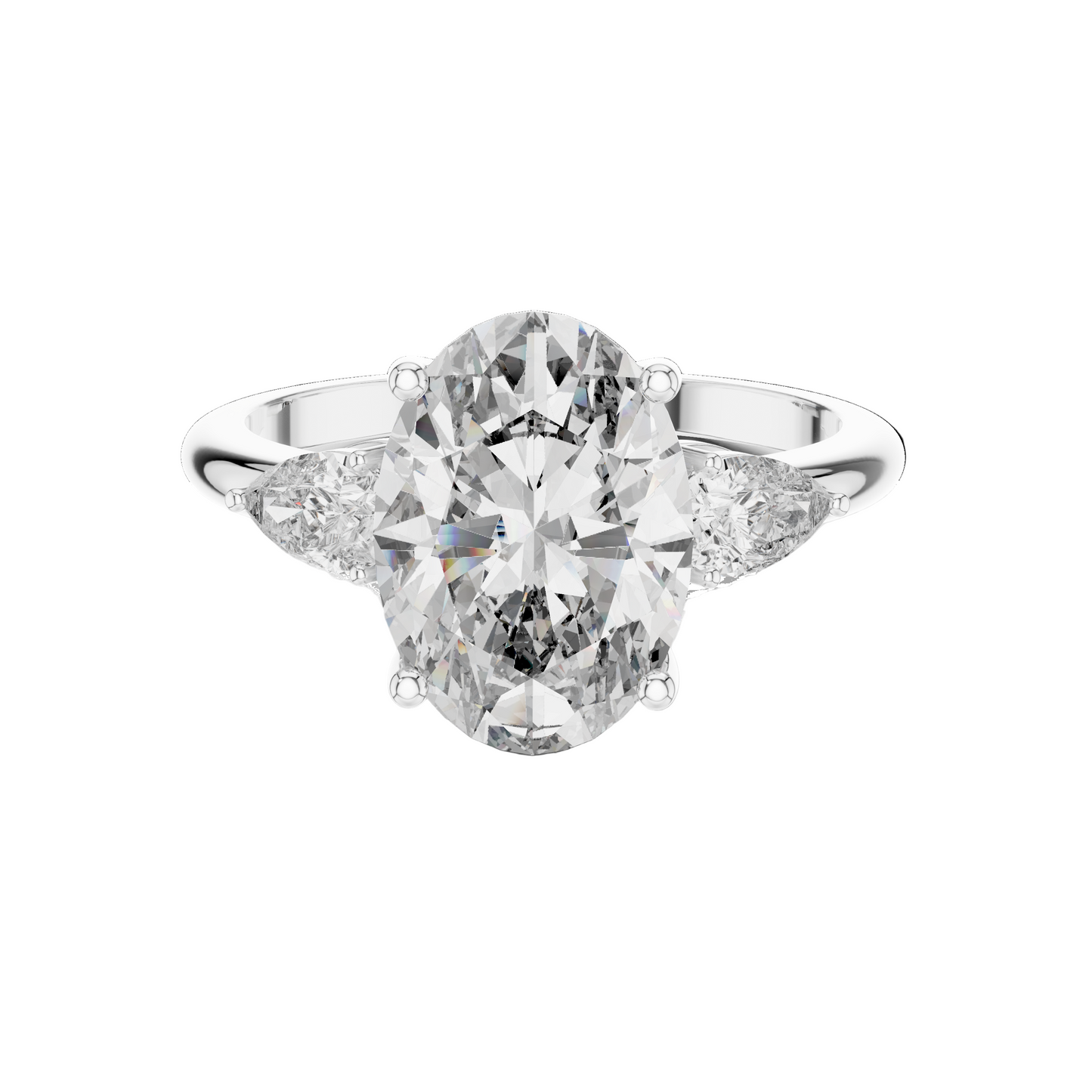 3.1 CT Oval Cut Lab Diamond Three-Stone Ring | VVS-VS EF Clarity | 18KT, 14KT, 10KT Gold & 925 Silver | Rose, Yellow, White Gold & Moissanite Options