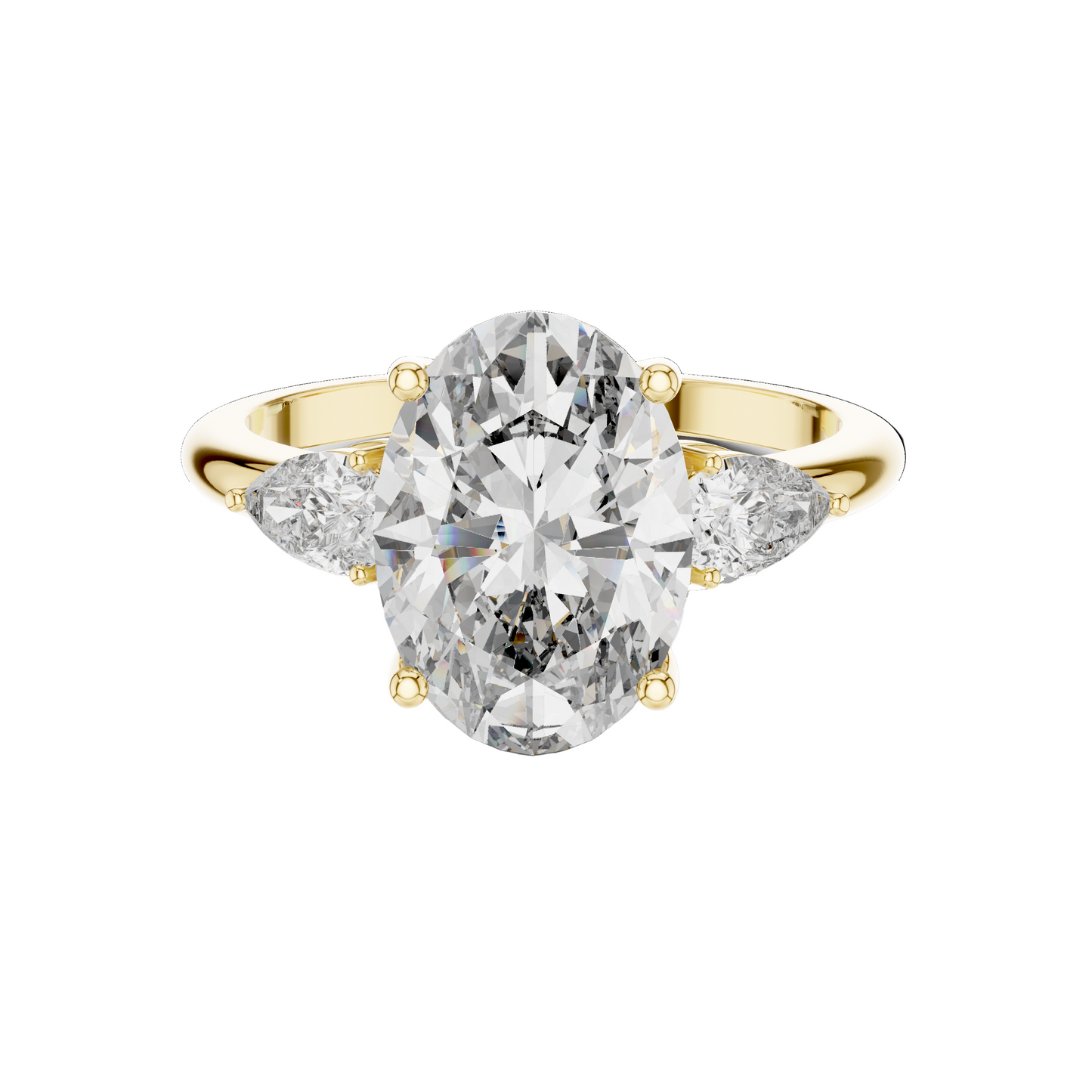 3.1 CT Oval Cut Lab Diamond Three-Stone Ring | VVS-VS EF Clarity | 18KT, 14KT, 10KT Gold & 925 Silver | Rose, Yellow, White Gold & Moissanite Options