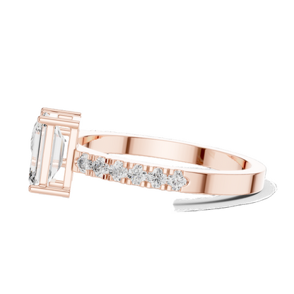 2.10 CT Emerald & Pear Cut Lab Diamond Ring | Dual Center Stone | VVS-VS EF Clarity | 18KT, 14KT, 10KT Gold & 925 Silver | Moissanite Options in Rose, Yellow, White Gold