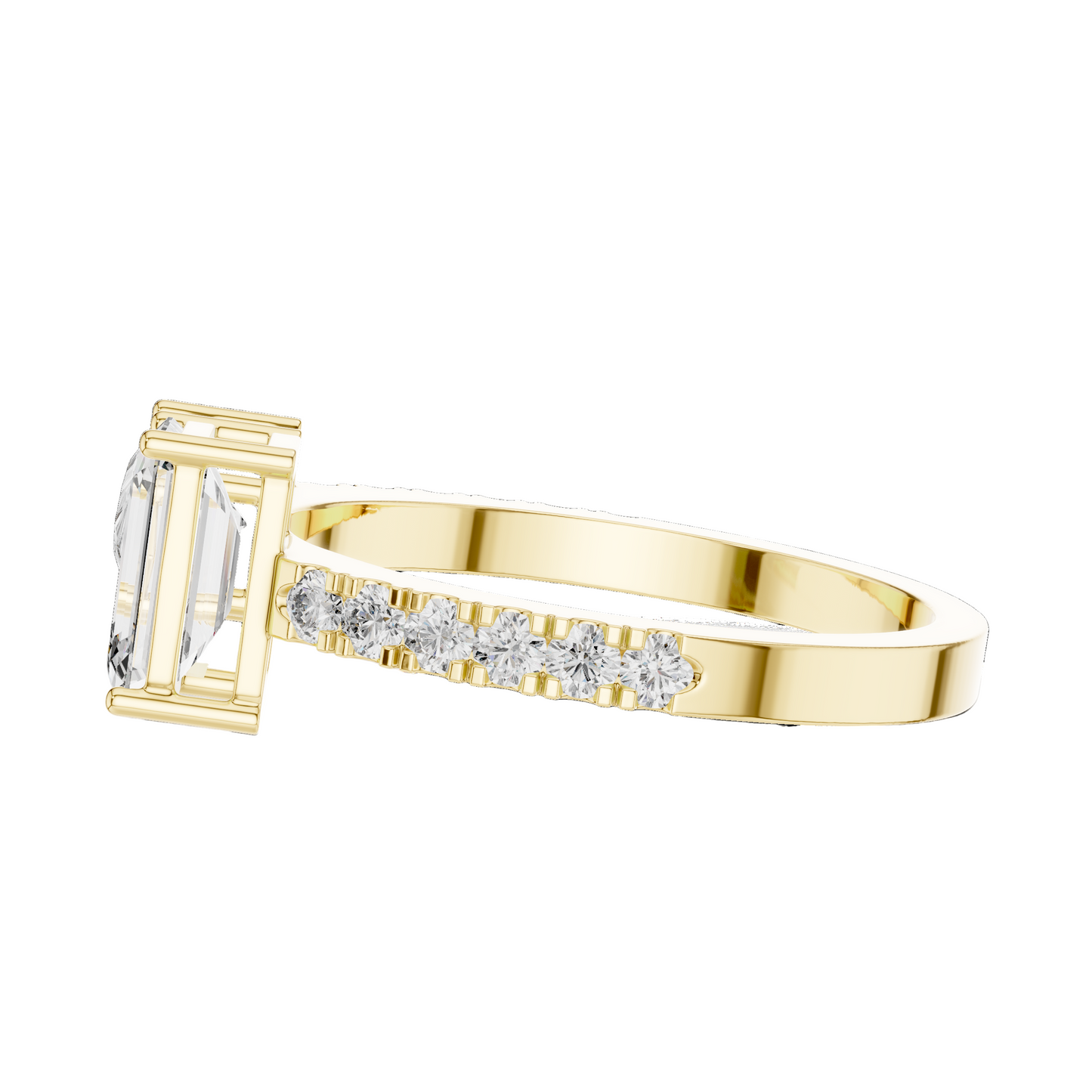 2.10 CT Emerald & Pear Cut Lab Diamond Ring | Dual Center Stone | VVS-VS EF Clarity | 18KT, 14KT, 10KT Gold & 925 Silver | Moissanite Options in Rose, Yellow, White Gold