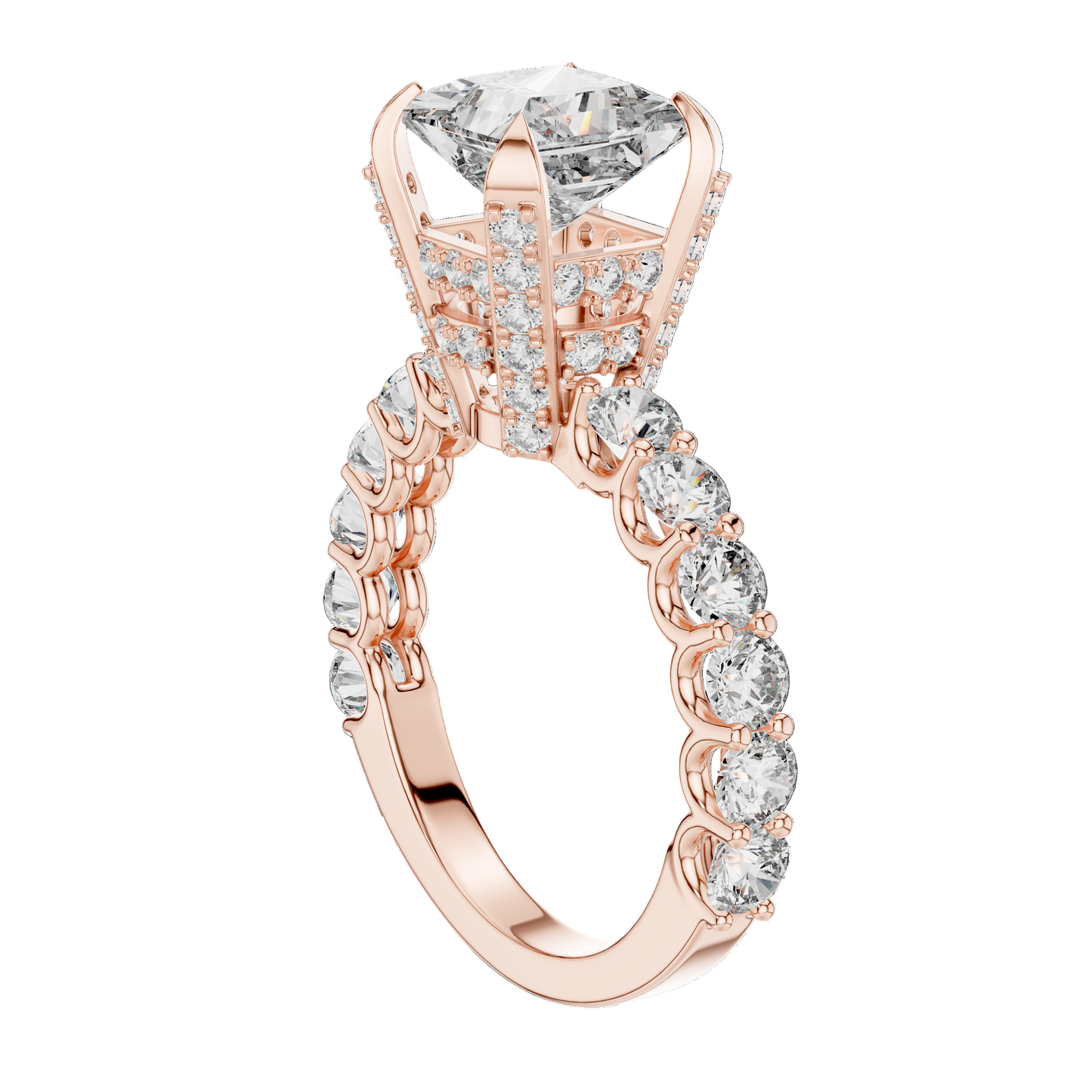 3.76 CT Princess Cut Lab Diamond Engagement Ring | VVS-VS EF Clarity | 18KT Gold & Silver Options | Lab Diamond & Moissanite Bridal Ring