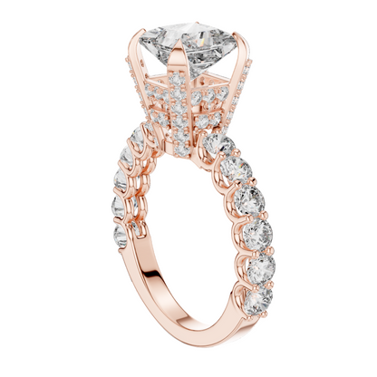 3.76 CT Princess Cut Lab Diamond Engagement Ring | VVS-VS EF Clarity | 18KT Gold & Silver Options | Lab Diamond & Moissanite Bridal Ring