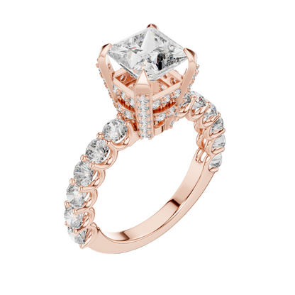 3.76 CT Princess Cut Lab Diamond Engagement Ring | VVS-VS EF Clarity | 18KT Gold & Silver Options | Lab Diamond & Moissanite Bridal Ring