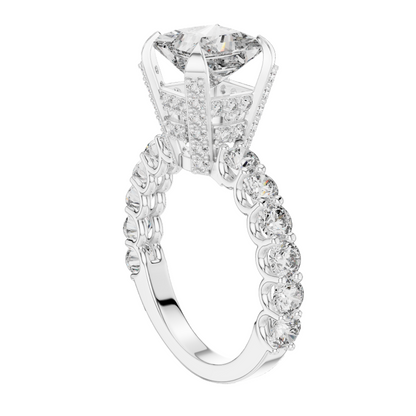 3.76 CT Princess Cut Lab Diamond Engagement Ring | VVS-VS EF Clarity | 18KT Gold & Silver Options | Lab Diamond & Moissanite Bridal Ring