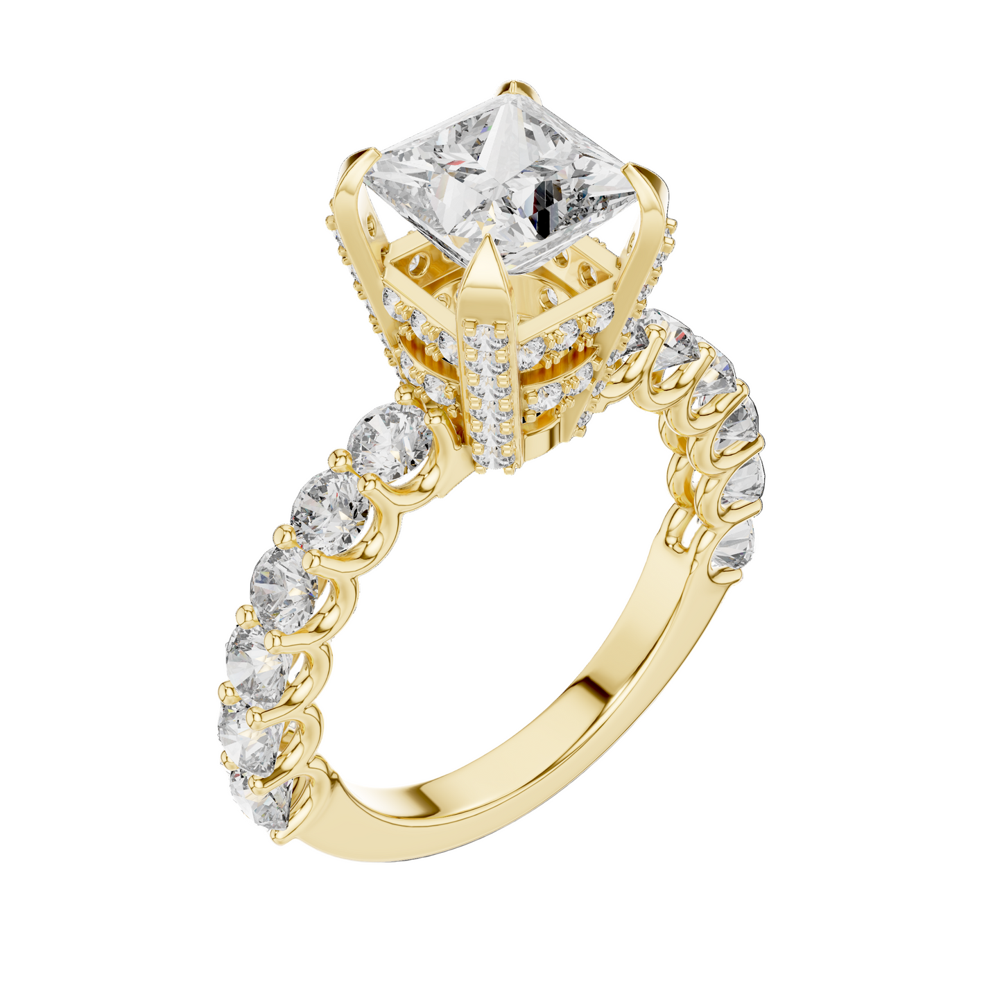 3.76 CT Princess Cut Lab Diamond Engagement Ring | VVS-VS EF Clarity | 18KT Gold & Silver Options | Lab Diamond & Moissanite Bridal Ring