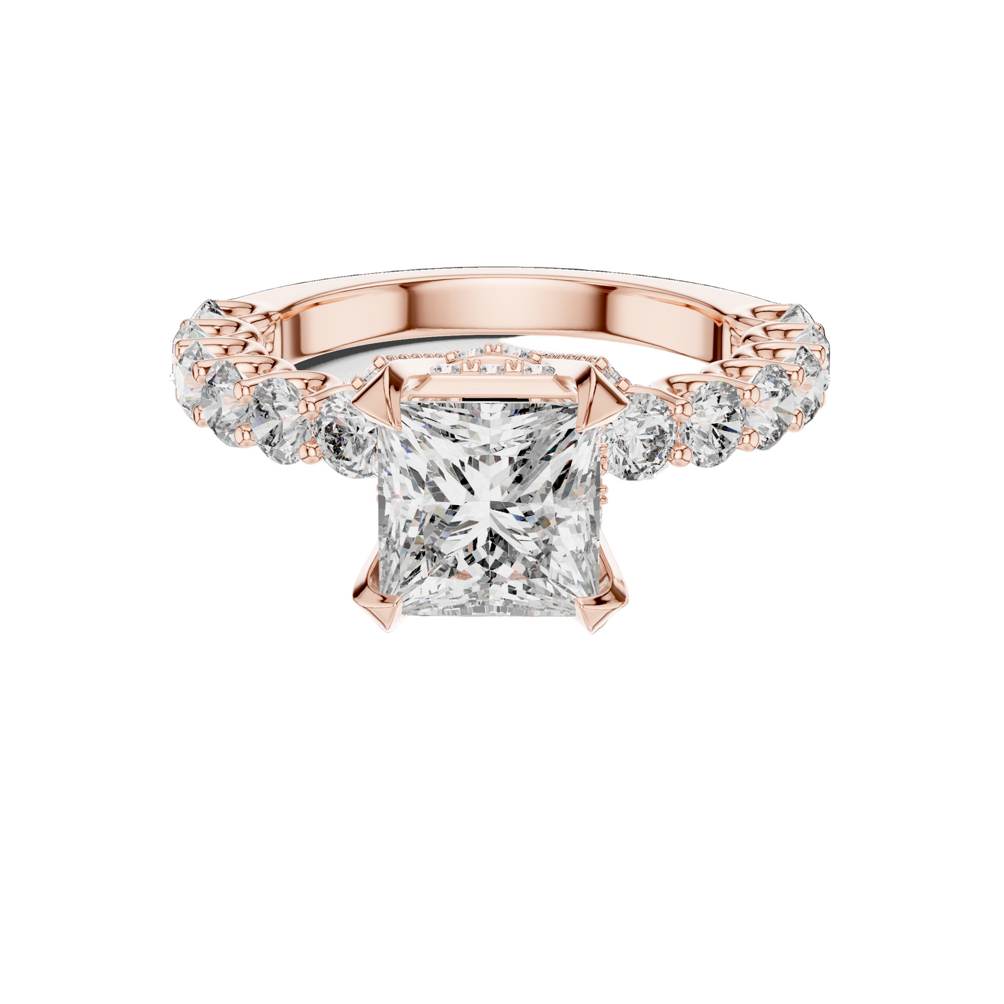 3.76 CT Princess Cut Lab Diamond Engagement Ring | VVS-VS EF Clarity | 18KT Gold & Silver Options | Lab Diamond & Moissanite Bridal Ring