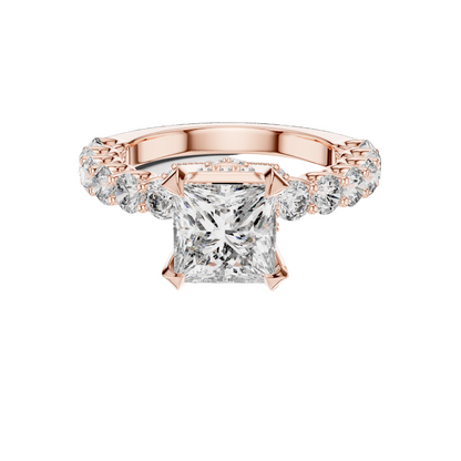 3.76 CT Princess Cut Lab Diamond Engagement Ring | VVS-VS EF Clarity | 18KT Gold & Silver Options | Lab Diamond & Moissanite Bridal Ring