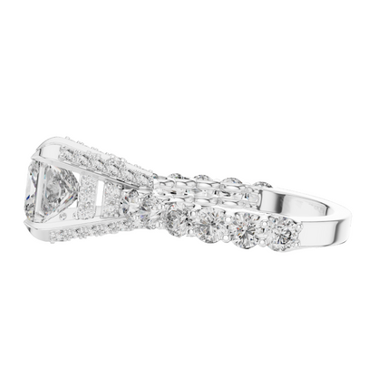 3.76 CT Princess Cut Lab Diamond Engagement Ring | VVS-VS EF Clarity | 18KT Gold & Silver Options | Lab Diamond & Moissanite Bridal Ring