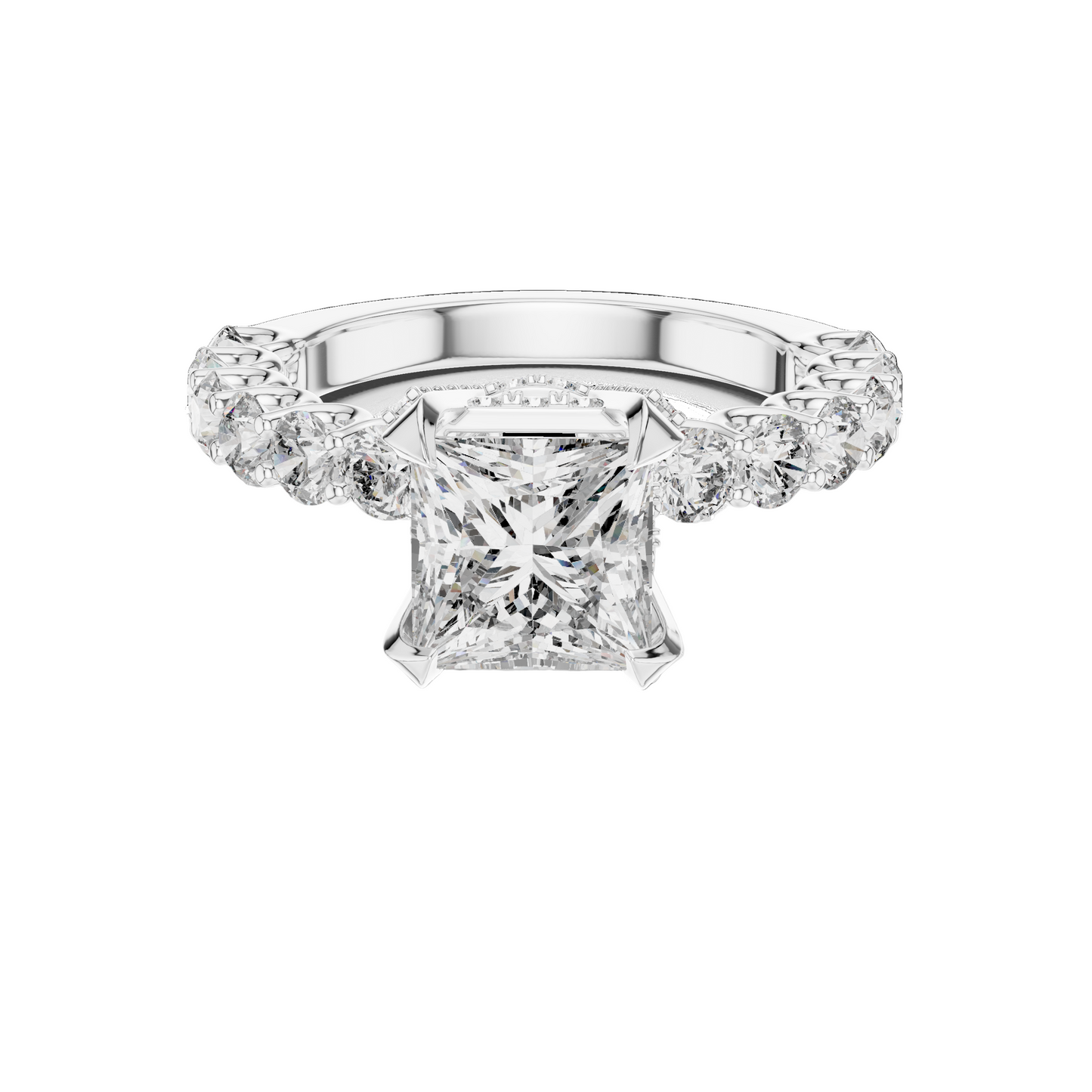 3.76 CT Princess Cut Lab Diamond Engagement Ring | VVS-VS EF Clarity | 18KT Gold & Silver Options | Lab Diamond & Moissanite Bridal Ring