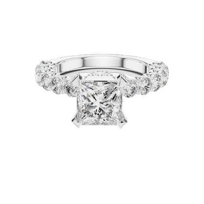 3.76 CT Princess Cut Lab Diamond Engagement Ring | VVS-VS EF Clarity | 18KT Gold & Silver Options | Lab Diamond & Moissanite Bridal Ring