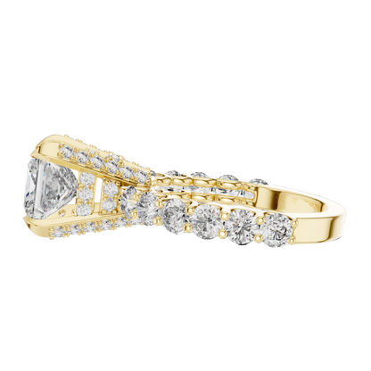 3.76 CT Princess Cut Lab Diamond Engagement Ring | VVS-VS EF Clarity | 18KT Gold & Silver Options | Lab Diamond & Moissanite Bridal Ring