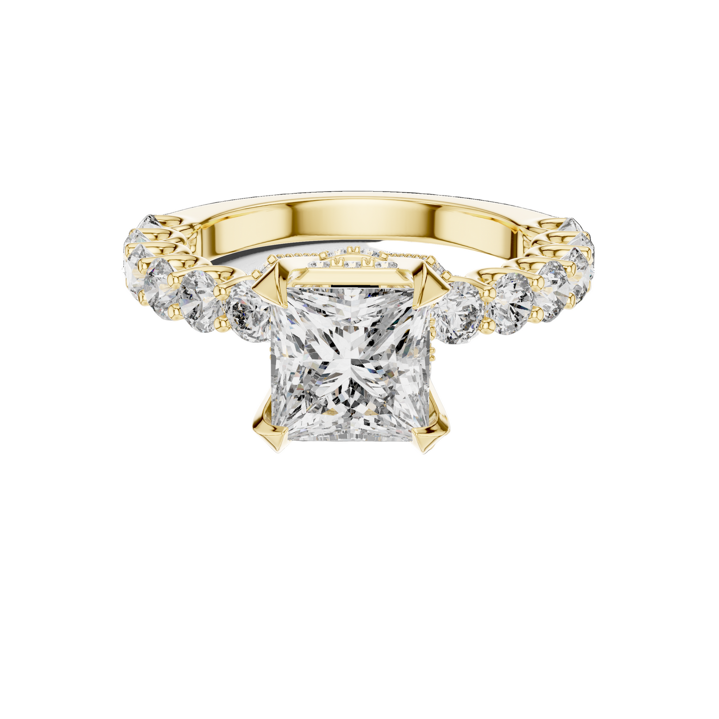 3.76 CT Princess Cut Lab Diamond Engagement Ring | VVS-VS EF Clarity | 18KT Gold & Silver Options | Lab Diamond & Moissanite Bridal Ring