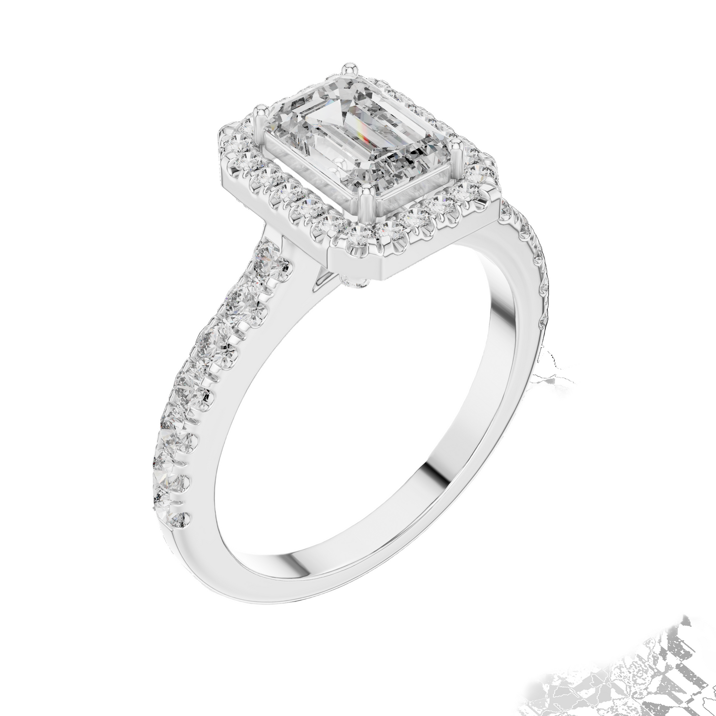 1.65 CT Emerald Cut Halo Lab Diamond Engagement Ring | VVS-VS EF Clarity | 18KT Gold & Silver Options | Lab Diamond & Moissanite Bridal Ring