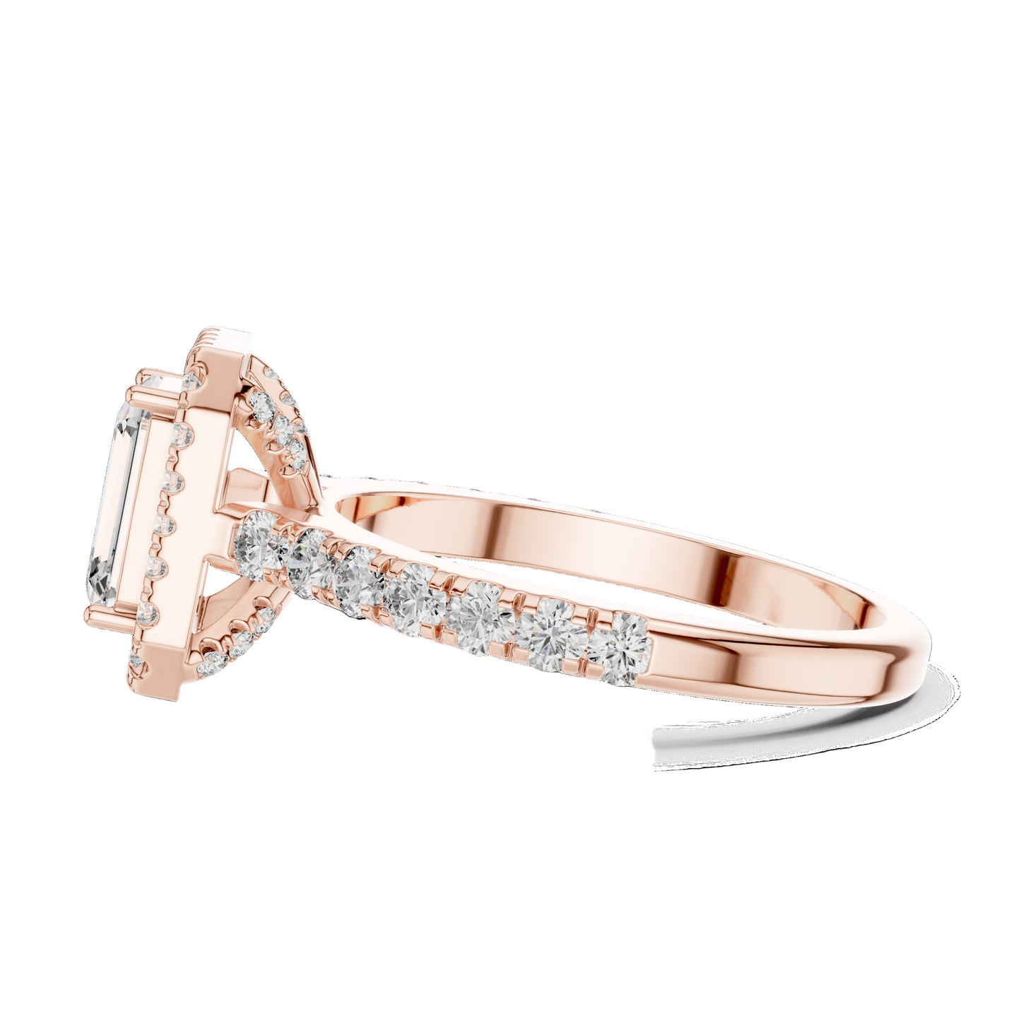 1.65 CT Emerald Cut Halo Lab Diamond Engagement Ring | VVS-VS EF Clarity | 18KT Gold & Silver Options | Lab Diamond & Moissanite Bridal Ring